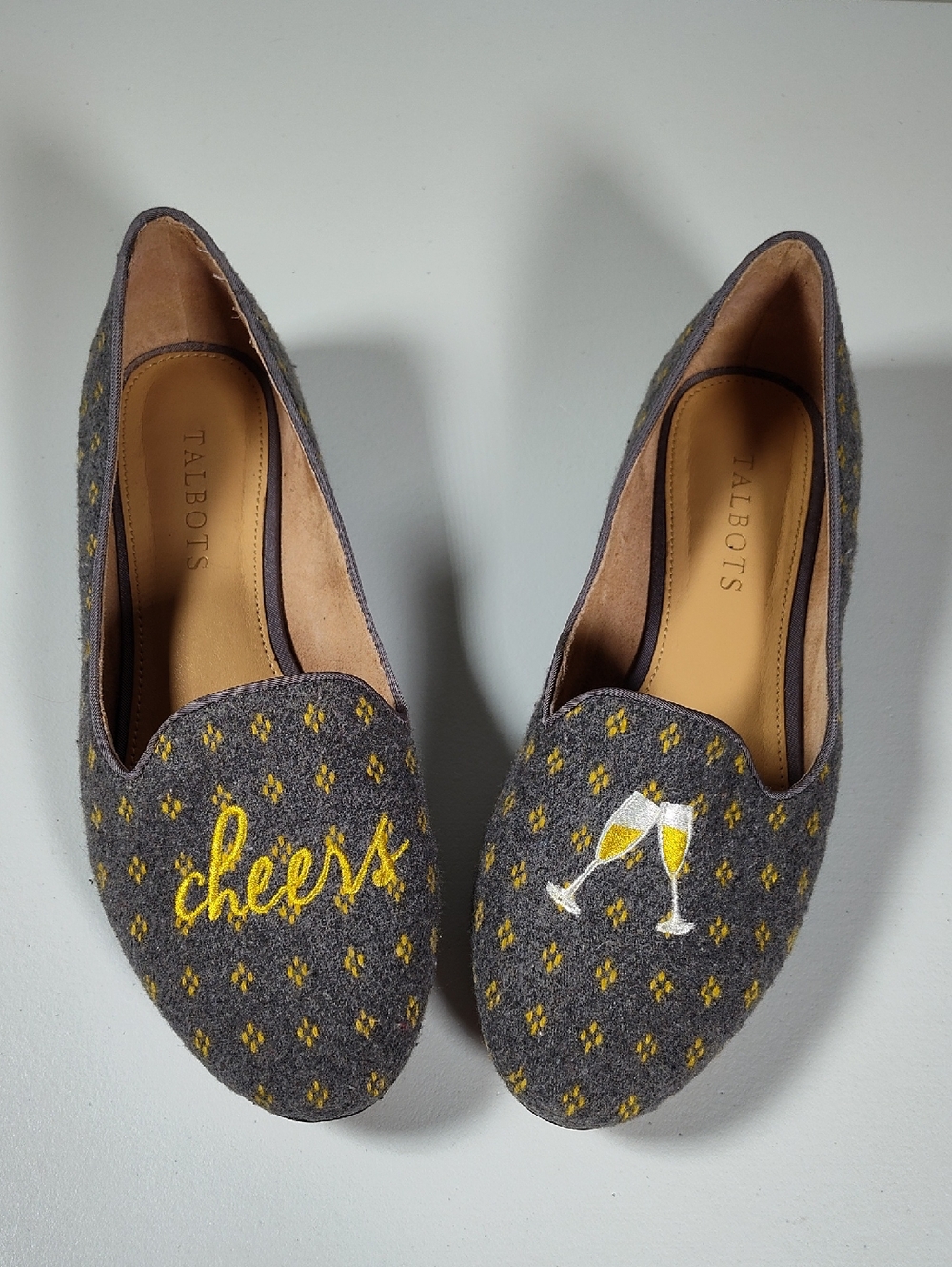 Talbots Ryan Wool Dobby Loafers‎ Cheers Celebration gray flats 6.5